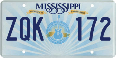 MS license plate ZQK172