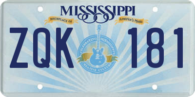 MS license plate ZQK181