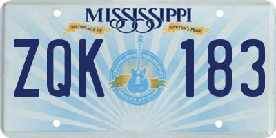 MS license plate ZQK183