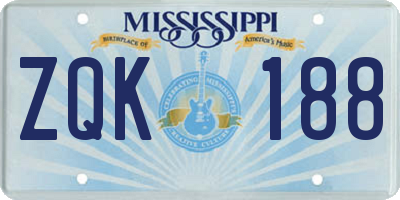 MS license plate ZQK188