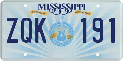 MS license plate ZQK191