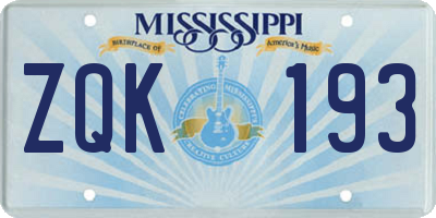MS license plate ZQK193