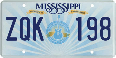 MS license plate ZQK198