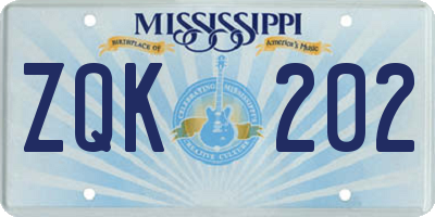MS license plate ZQK202
