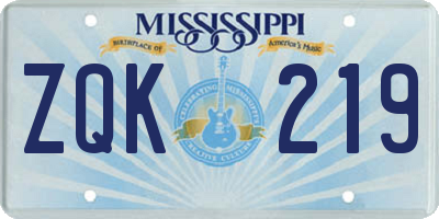 MS license plate ZQK219