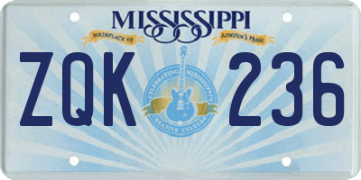 MS license plate ZQK236