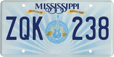 MS license plate ZQK238