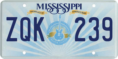 MS license plate ZQK239