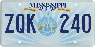 MS license plate ZQK240