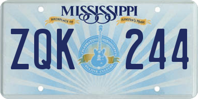 MS license plate ZQK244