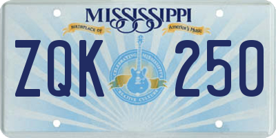 MS license plate ZQK250
