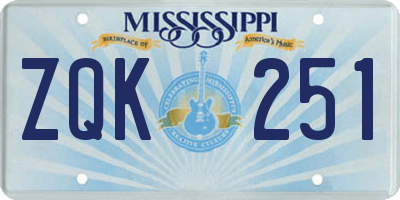 MS license plate ZQK251