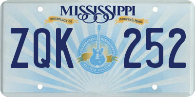 MS license plate ZQK252