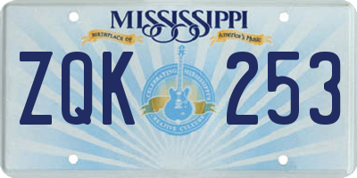 MS license plate ZQK253