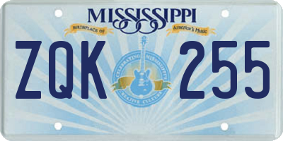 MS license plate ZQK255