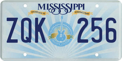 MS license plate ZQK256