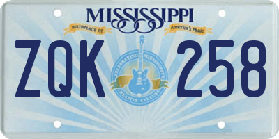 MS license plate ZQK258
