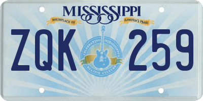 MS license plate ZQK259