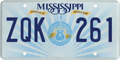 MS license plate ZQK261