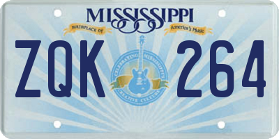 MS license plate ZQK264