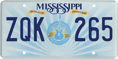 MS license plate ZQK265