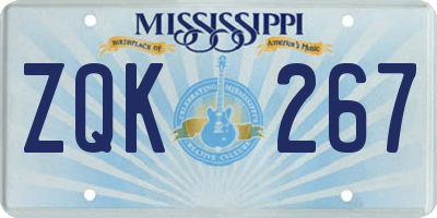 MS license plate ZQK267