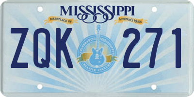 MS license plate ZQK271