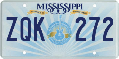 MS license plate ZQK272