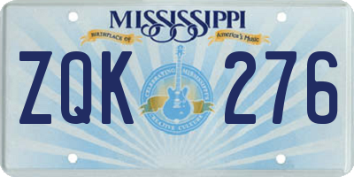 MS license plate ZQK276