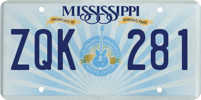 MS license plate ZQK281