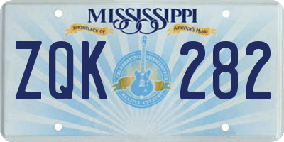 MS license plate ZQK282