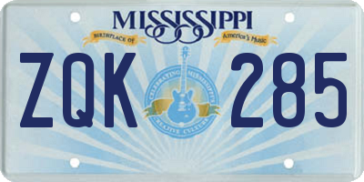 MS license plate ZQK285
