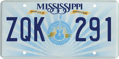 MS license plate ZQK291