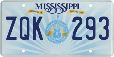 MS license plate ZQK293