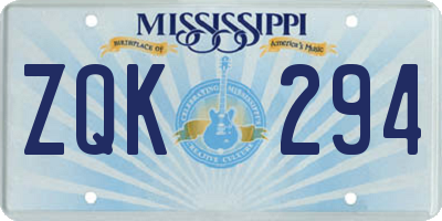 MS license plate ZQK294