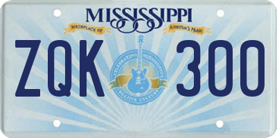 MS license plate ZQK300