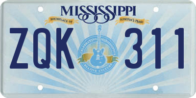 MS license plate ZQK311