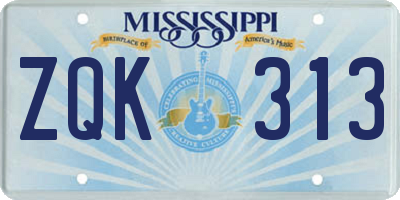 MS license plate ZQK313