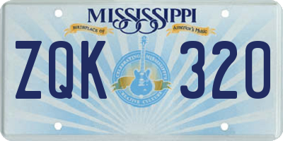 MS license plate ZQK320