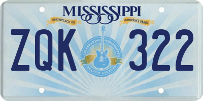 MS license plate ZQK322
