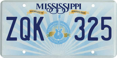 MS license plate ZQK325