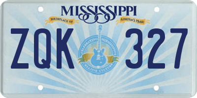 MS license plate ZQK327