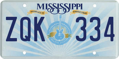 MS license plate ZQK334