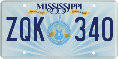 MS license plate ZQK340