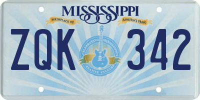 MS license plate ZQK342