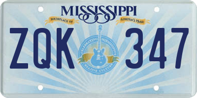 MS license plate ZQK347