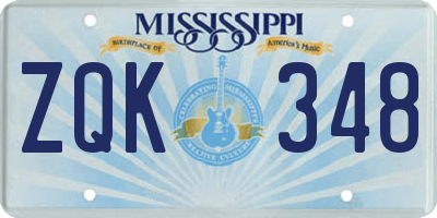 MS license plate ZQK348