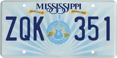 MS license plate ZQK351