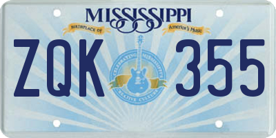MS license plate ZQK355