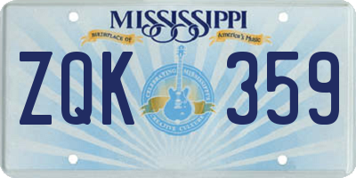 MS license plate ZQK359